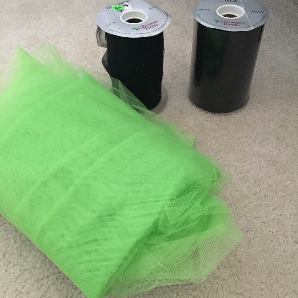Green and black tulle